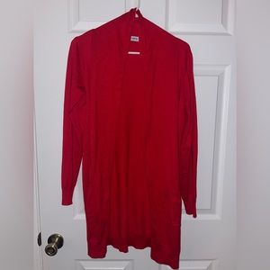 S red cardigan